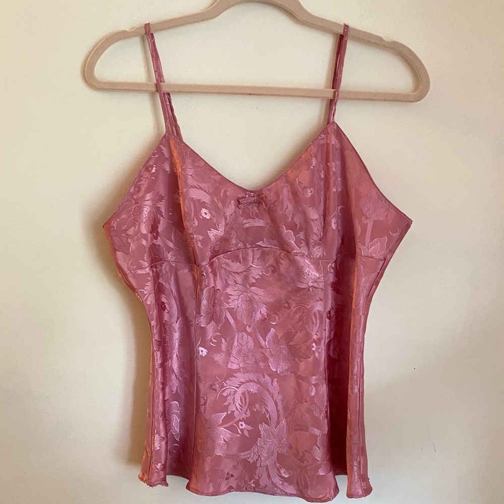 Pink Patterned Slip Top with bow detail & adjustable Straps